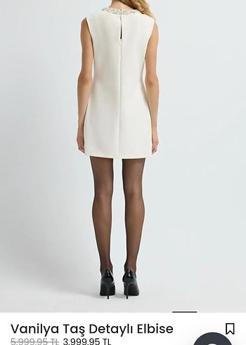 ADL Beyaz Taş Detaylı Mini Elbise - Görsel 3