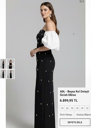 ADL Siyah Beyaz Kol Detaylı Straplez Uzun Elbise - Görsel 2