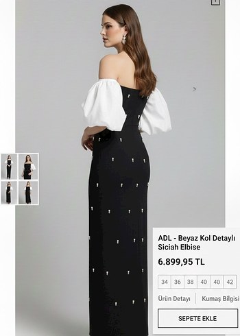 ADL Siyah Beyaz Kol Detaylı Straplez Uzun Elbise - Görsel 3