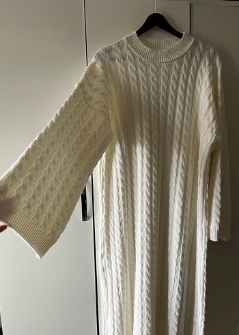 Beyaz Uzun Triko Elbise - Görsel 2