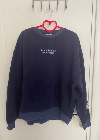 xl Beden Navy Baskılı Oversize Sweatshirt
