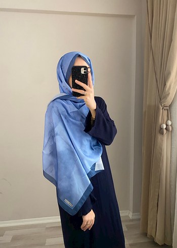 Kadın Mavi pamuklu Soft Şal Drapeli - Görsel 2