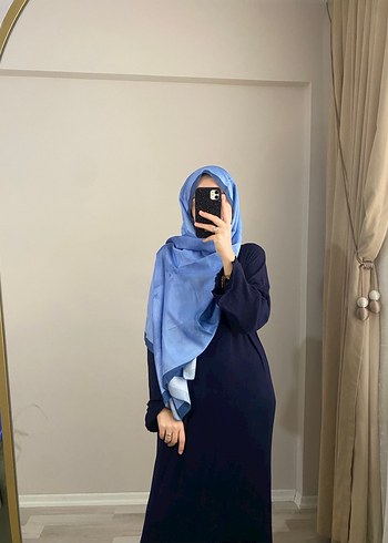 Kadın Mavi pamuklu Soft Şal Drapeli - Görsel 3