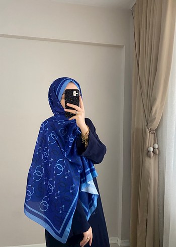 Kadın Lacivert Bohem Tarzı Drapeli Şal - Görsel 2