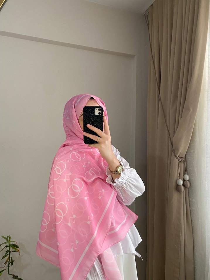 Drapeli Pembe Kadın Şal - Görsel 2