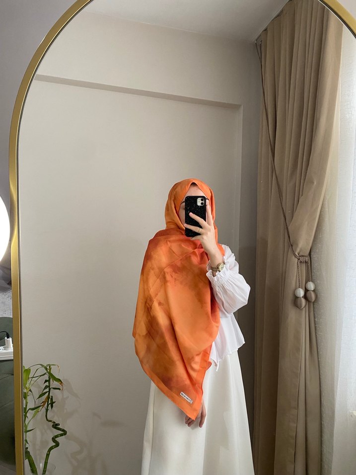 Kadın Camel Renkli İpek Dokulu Şal - Görsel 2