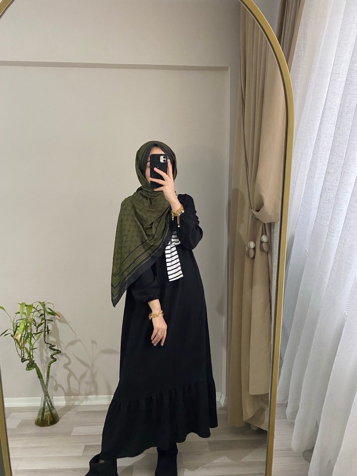 Kadın Drapeli Koyu Haki Sokağa Uygun Şal - Görsel 2