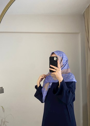 Kadın Mavi pamuklu Soft  Drapeli Eşarp - Görsel 2