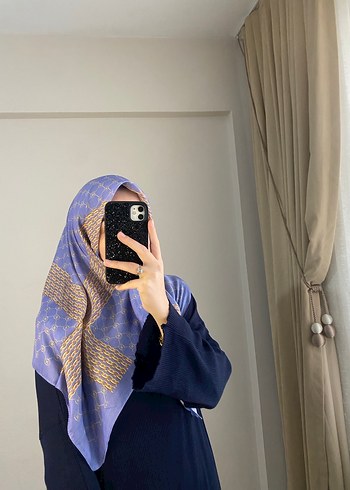 Kadın Mavi pamuklu Soft  Drapeli Eşarp - Görsel 3