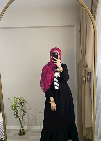 Siyahlı Pembeli pamuklu Soft Dökümlü Kadın Şal - Görsel 2