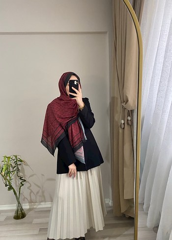 Bordo Drapeli Kadın Şal - Görsel 3