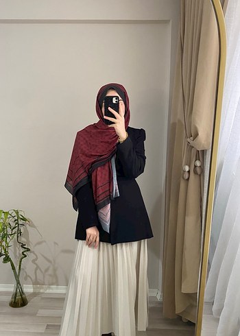 Bordo Drapeli Kadın Şal - Görsel 4