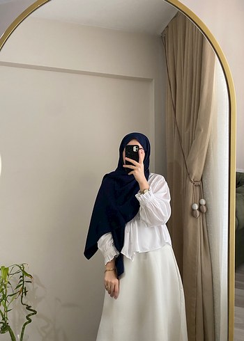 Lacivert Pamuklu Jakar Şal - Görsel 3