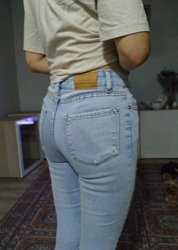 s Beden Kadın Pastel Mavi Normal Boy Skinny Kot Pantolon