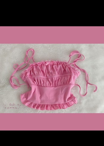 Sheinside Pembe cutecore lolita fırfırlı bluz