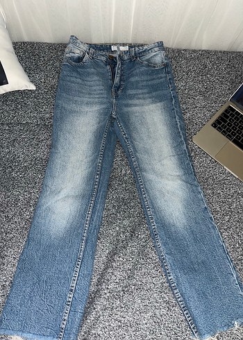 Bershka Yuksek Bel Mavi Denim Jean
