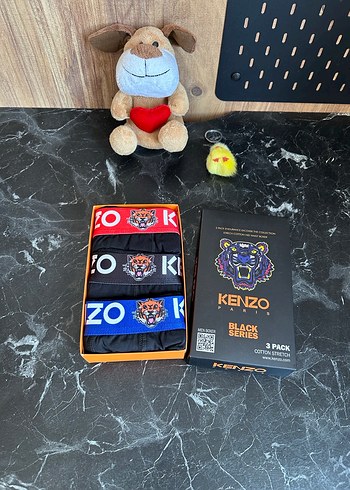 Kenzo Siyah Baskılı Erkek Boxer 3'lü Paket XL beden