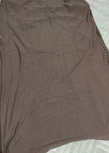 Drapeli Uzun Kahverengi penye şal - Görsel 2