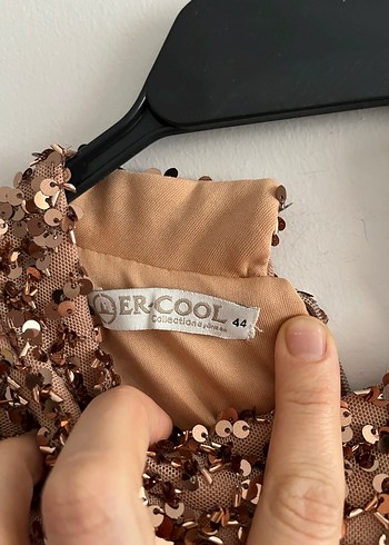 Drapeli Uzun Kollu  pul payet Uzun Elbise - Görsel 7