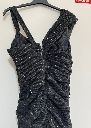 Drapeli Siyah Uzun İlmio Abiye Elbise - Görsel 4