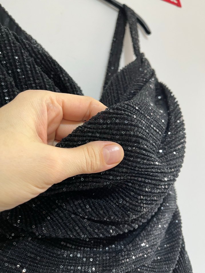 Drapeli Siyah Uzun İlmio Abiye Elbise - Görsel 5