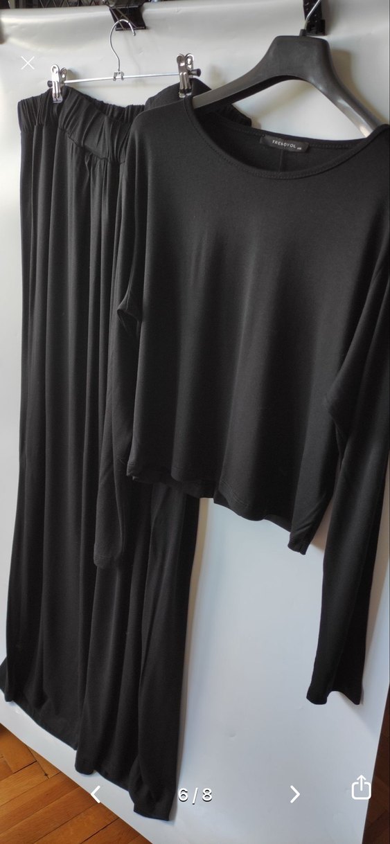 Kadın Siyah Uzun Kollu Bol Kesim ikili takım - Görsel 2