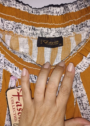 Sarı Bohem Düğmeli Mini Etek - Görsel 3