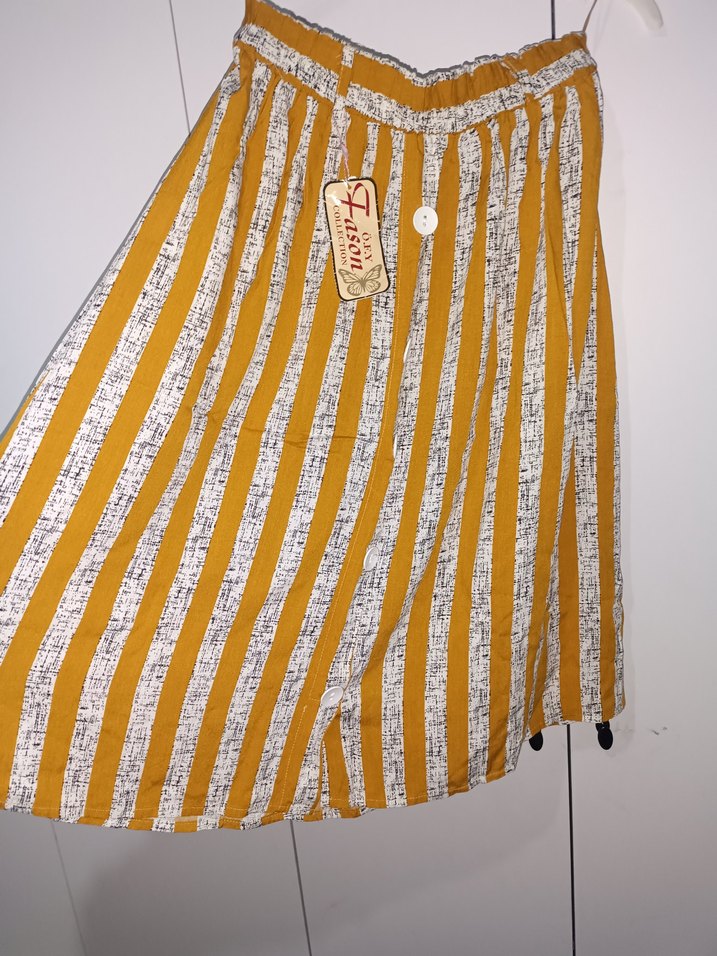 Sarı Bohem Düğmeli Mini Etek - Görsel 2