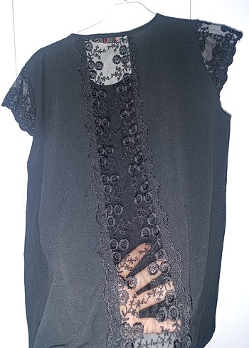 Dantel Detaylı Siyah Kadın Bluz - Görsel 3