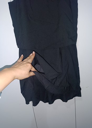 Kadın Siyah Mini Kolsuz Jumpsuit - Görsel 5