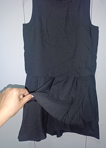 Kadın Siyah Mini Kolsuz Jumpsuit - Görsel 2