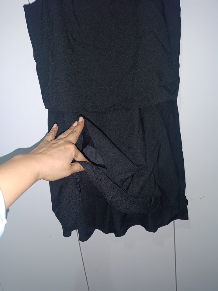 Kadın Siyah Mini Kolsuz Jumpsuit - Görsel 5