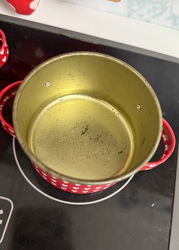 Kırmızı Kalp Desenli Mini Tencere Seti - Görsel 11