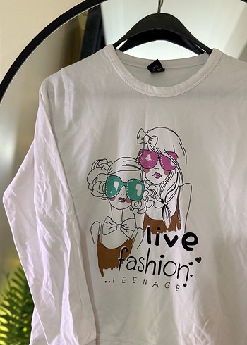 Kız Çocuk Beyaz Uzun Kollu Payetli Tişört - Görsel 2