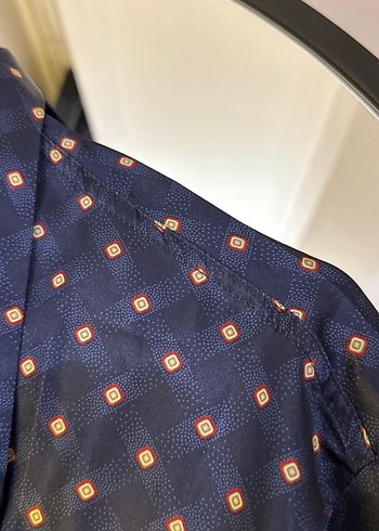 Lacivert Desenli kalın saten Sabahlık - Görsel 6