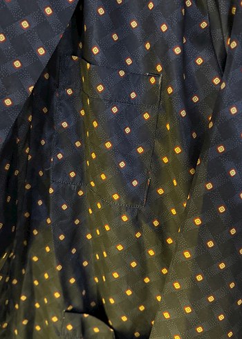Lacivert Desenli kalın saten Sabahlık - Görsel 3