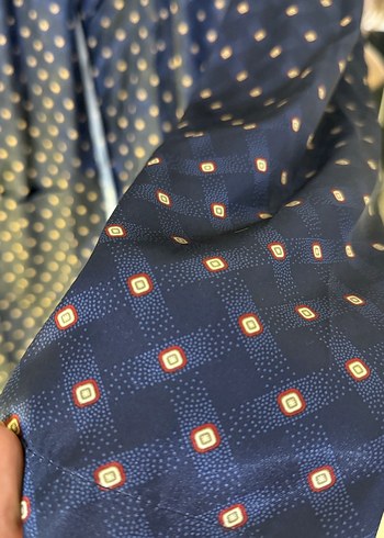 Lacivert Desenli kalın saten Sabahlık - Görsel 5