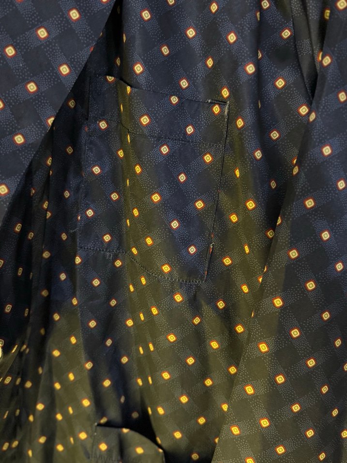 Lacivert Desenli kalın saten Sabahlık - Görsel 3