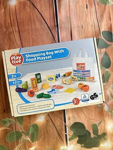 Beden Ahşap alışveriş gıda seti