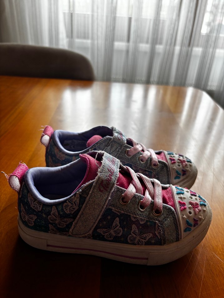 Kız Çocuk Renkli Denim Spor Ayakkabı, ışıklıdır - Görsel 2