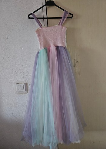 Diğer Diger Çocuk Pastel Renkli Bağcıklı Elbise