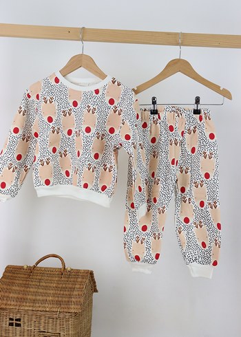Baskılı Beyaz Hamile ve Emzirme Pijama Takımı