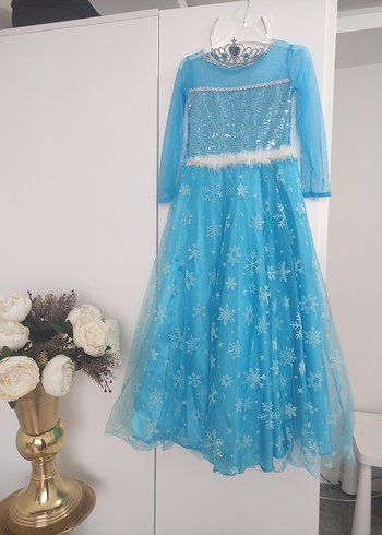 Mavi İşlemeli Kız Çocuk Elsa kostüm - Görsel 2