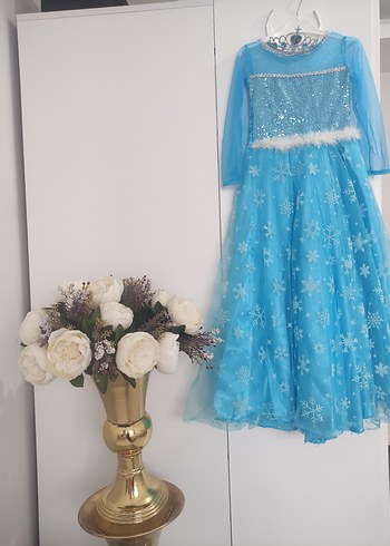 Mavi İşlemeli Kız Çocuk Elsa kostüm - Görsel 4