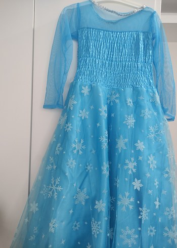 Mavi İşlemeli Kız Çocuk Elsa kostüm - Görsel 9