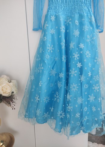 Mavi İşlemeli Kız Çocuk Elsa kostüm - Görsel 6