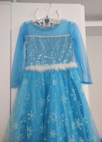 Mavi İşlemeli Kız Çocuk Elsa kostüm - Görsel 3