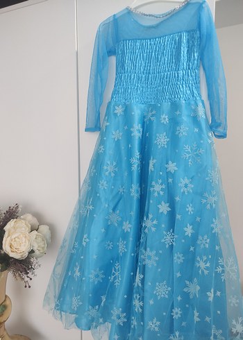 Mavi İşlemeli Kız Çocuk Elsa kostüm - Görsel 8