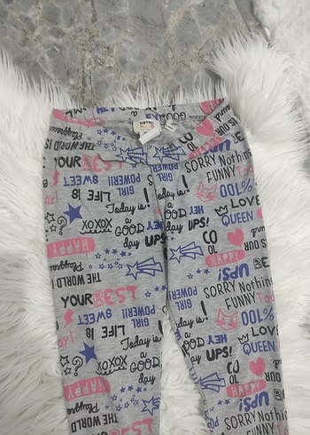 Kız Çocuk Gri Baskılı Tayt - Görsel 2