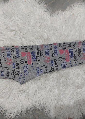 Kız Çocuk Gri Baskılı Tayt - Görsel 4